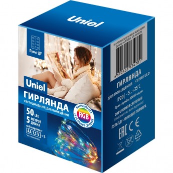 Гирлянда UNIEL ULD-S0500-050/DTB/3AA/RC RGB IP20 DEW Гирлянда UNIEL ULD-S0500-050/DTB/3AA/RC RGB IP20 DEW