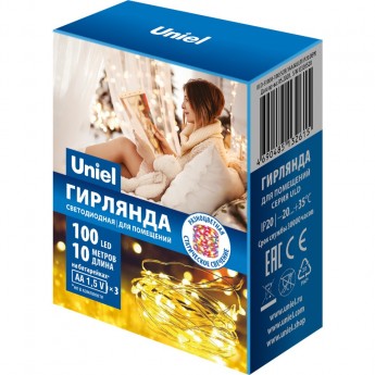 Гирлянда UNIEL ULD-S1000-100/SCB/3AA MULTI IP20 DEW Гирлянда UNIEL ULD-S1000-100/SCB/3AA MULTI IP20 DEW