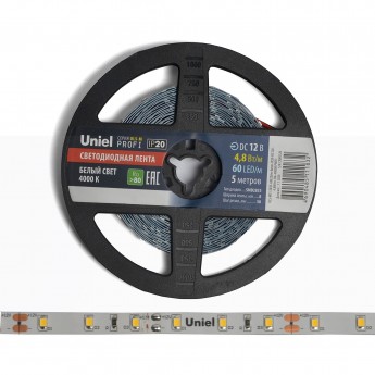 Светодиодная лента UNIEL ULS-M11-2835-60LED/m-8mm-IP20-DC12V-4,8W/m-5M-4000K PROFI катушка в герметичной упаковке Светодиодная лента UNIEL ULS-M11-2835-60LED/m-8mm-IP20-DC12V-4,8W/m-5M-4000K PROFI катушка в герметичной упаковке
